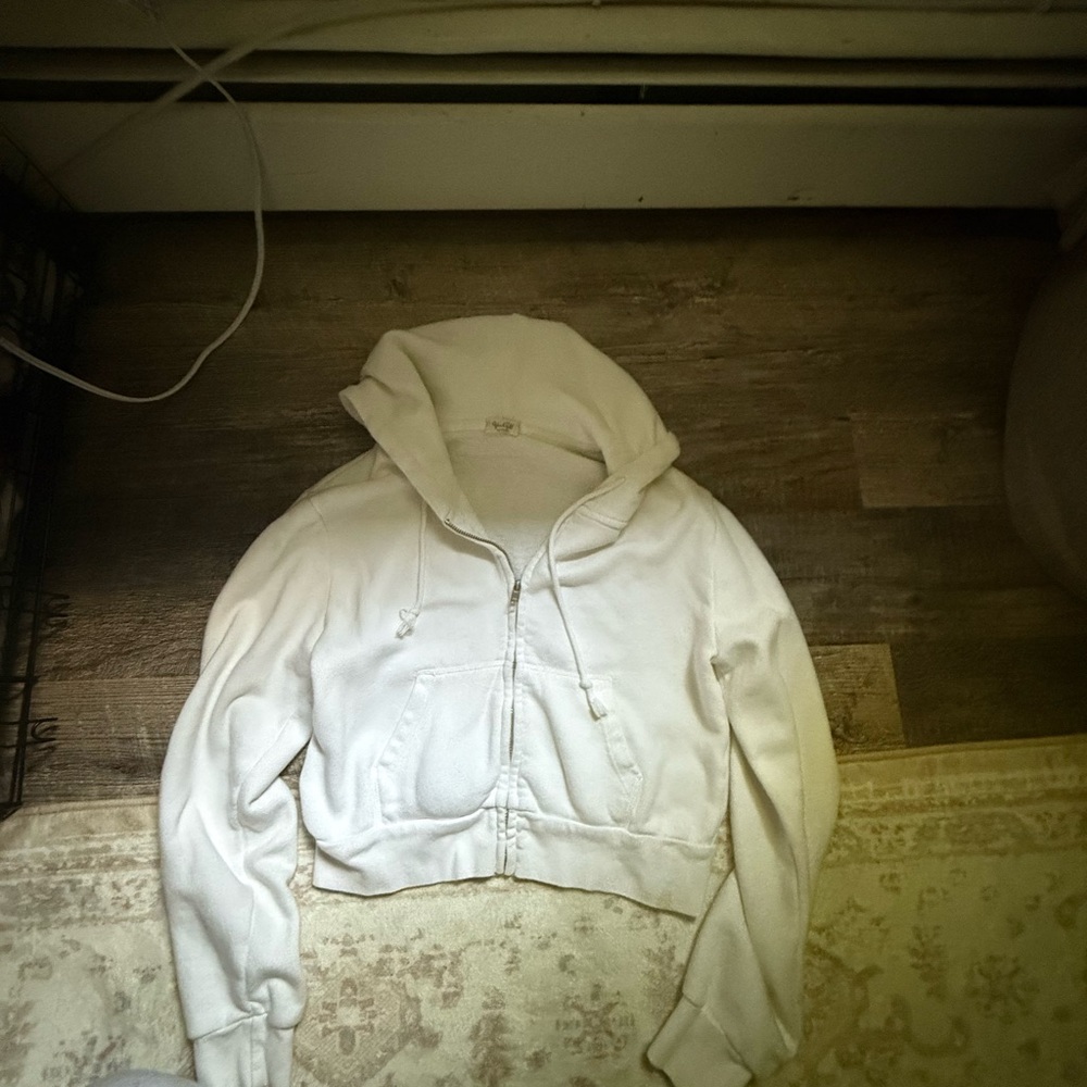 Brandy Melville Cream Hoodie Jacket